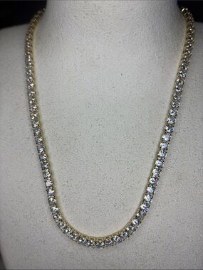 Gold Crystal Tennis Necklace /Choker Women Jewelry